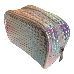 Holographic iridescent Textured Cosmetic Bag